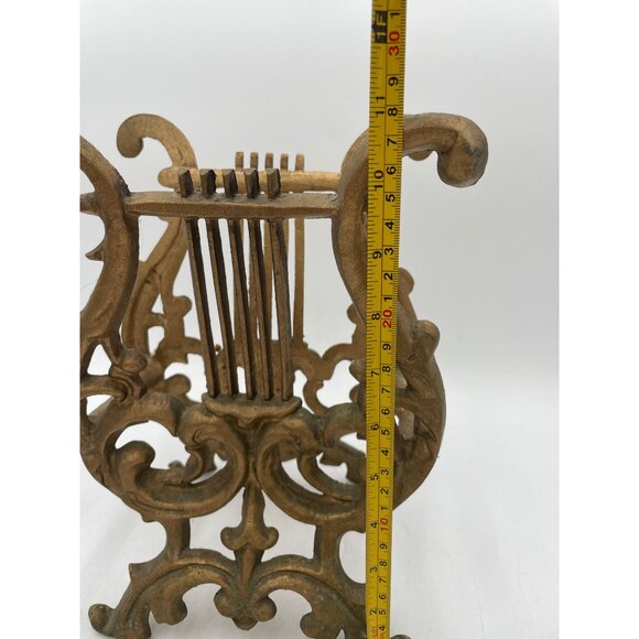 Brass Colored Cast Iron Lyre Harp Magazine, Book or Music, Holder / Stand - Picture 2 of 4